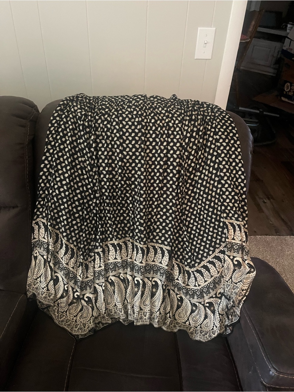 American Eagle Outfitters Black Paisley Printed Scarf